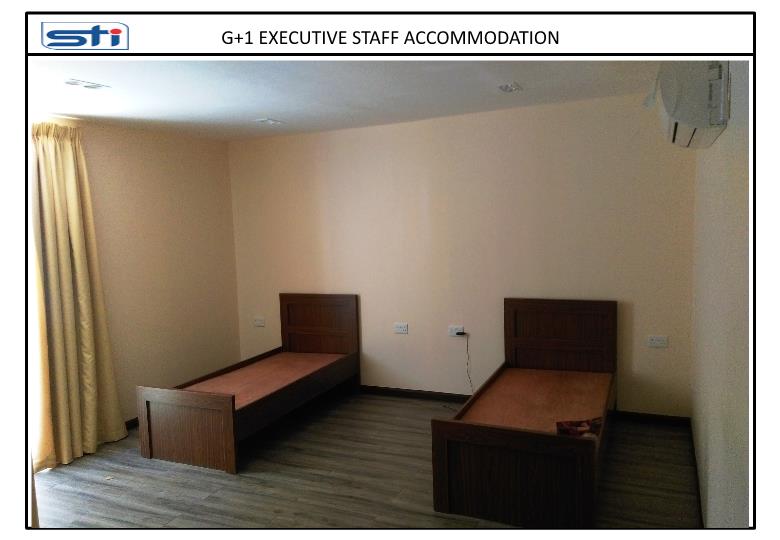 Double cot placed on the G+1 Executive Staff Accommodation.